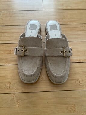 Women Dolce Vita Suede Buckle Slide Mules in Taupe Size 7.5 Worn Twice